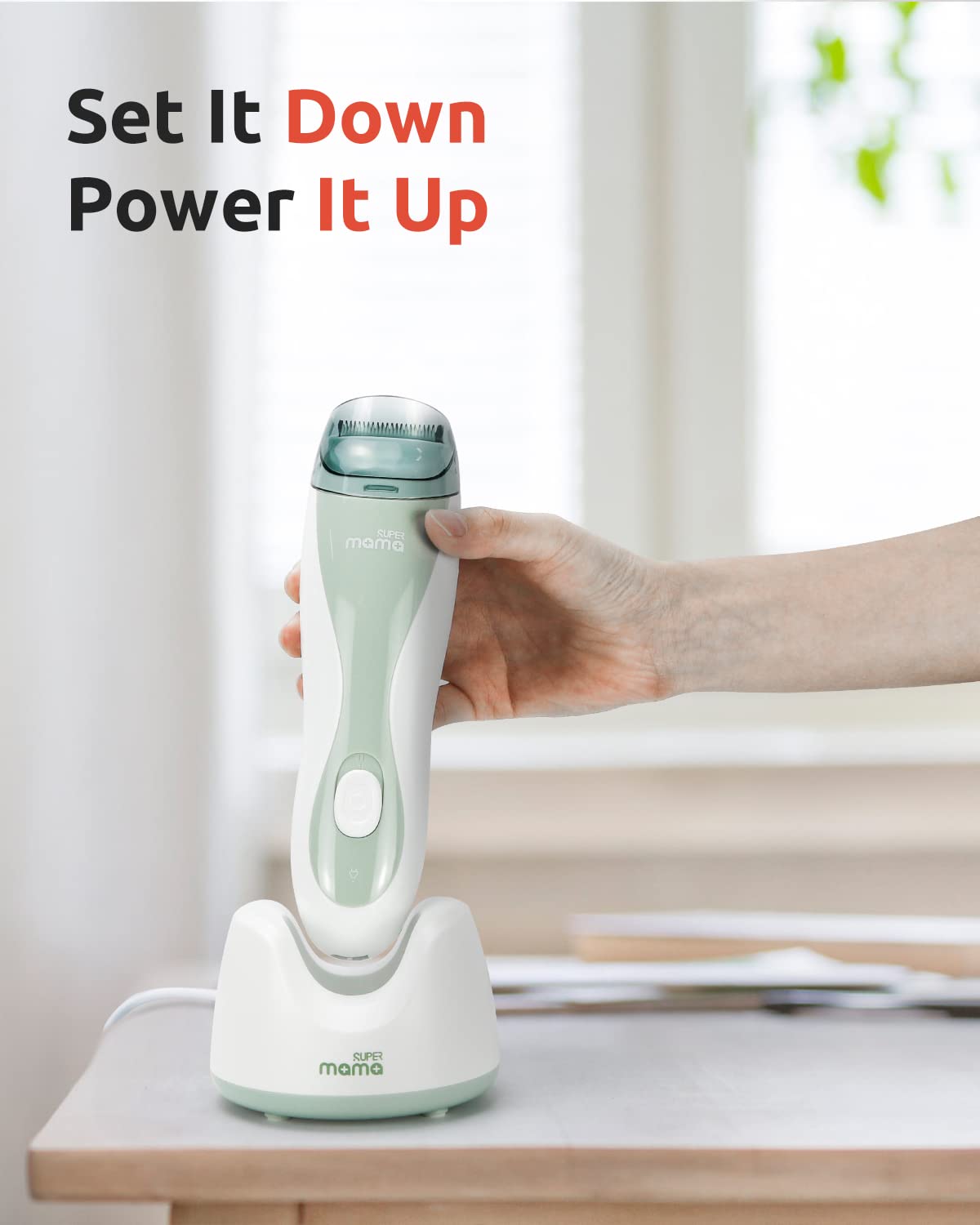 Supermama Baby Hair Clippers, Ultra Quiet Electric Vacuum Baby Clippers with Wireless Charger Base, Cordless Rechargeable Waterproof Haircut Kit for Kids & Men