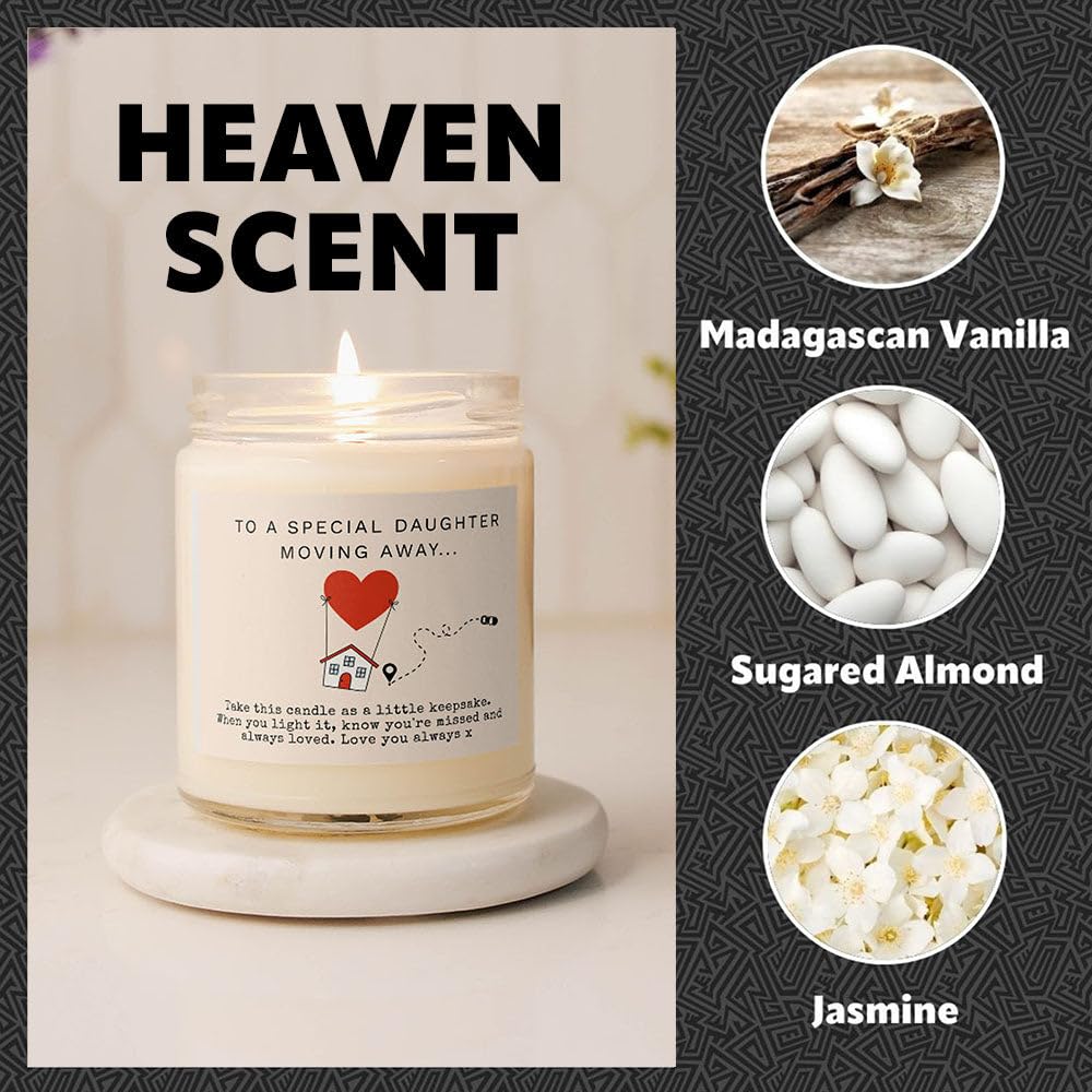 Gift for Daughter Moving Away - Luxury Soy Wax Candle - Vanilla, Jasmine, Sugared Almond - Makester, White - Image 4
