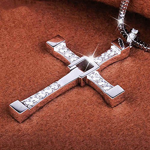 Mahi Rhodium Plated Religious Cross Pendant with Crystal for Men & Women PS1101545R 3