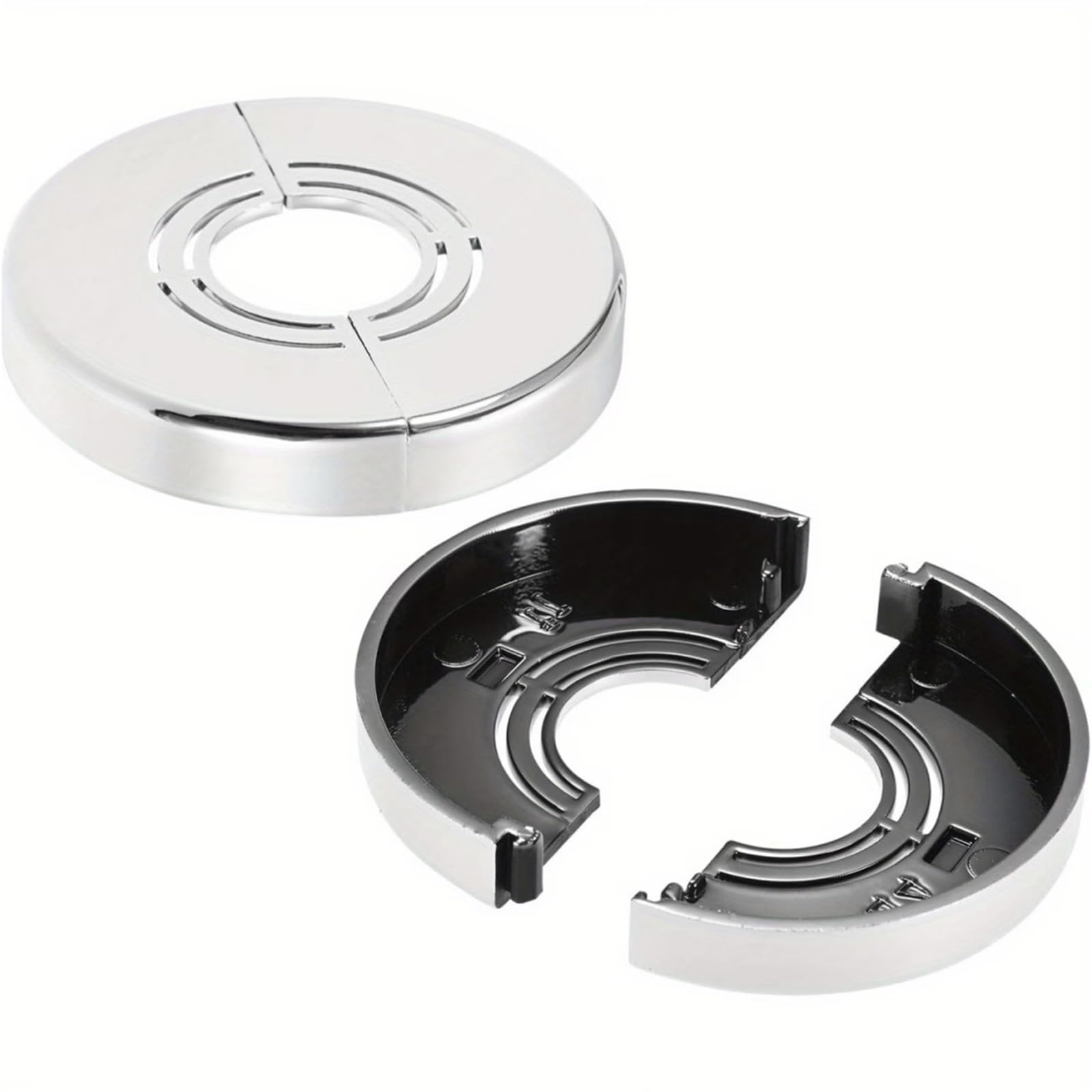 Dasjkdi Silver 8Pcs Wall Separation Pipe Flange Trimmable Thick Plastic Cutting Plate Cover For Wall Holes(Silver)