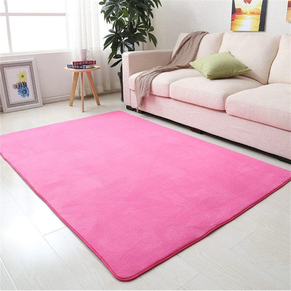 Tapis salon moderne rose pour chambre enfant et bébé LUNEZY