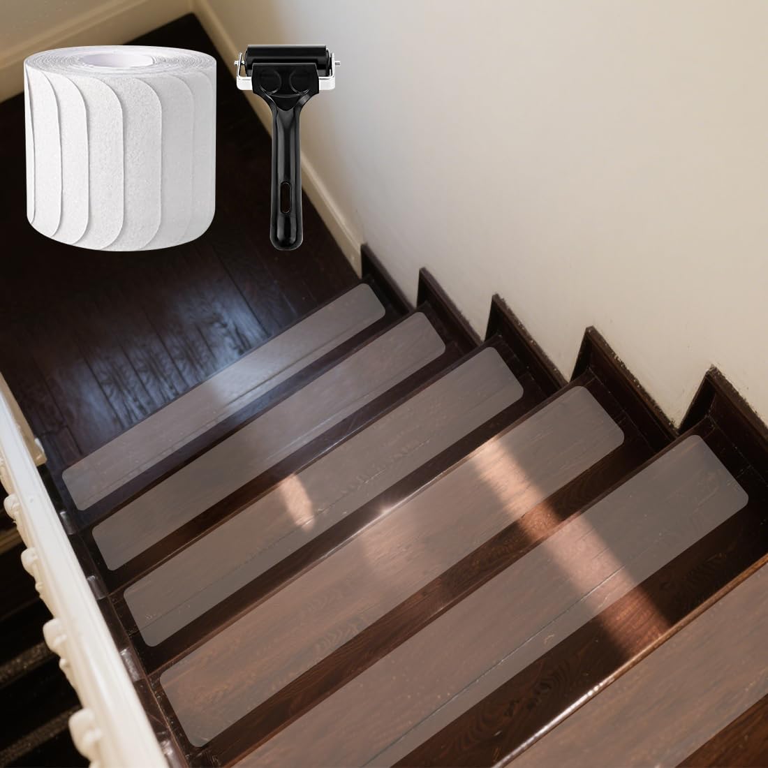 Vandetai Clear Stair Treads Non Slip for Wood Steps Indoor Anti Slip Stair Grips & Outdoor, Strong Grip Transparent Safety Strips for Dogs & Elderly (