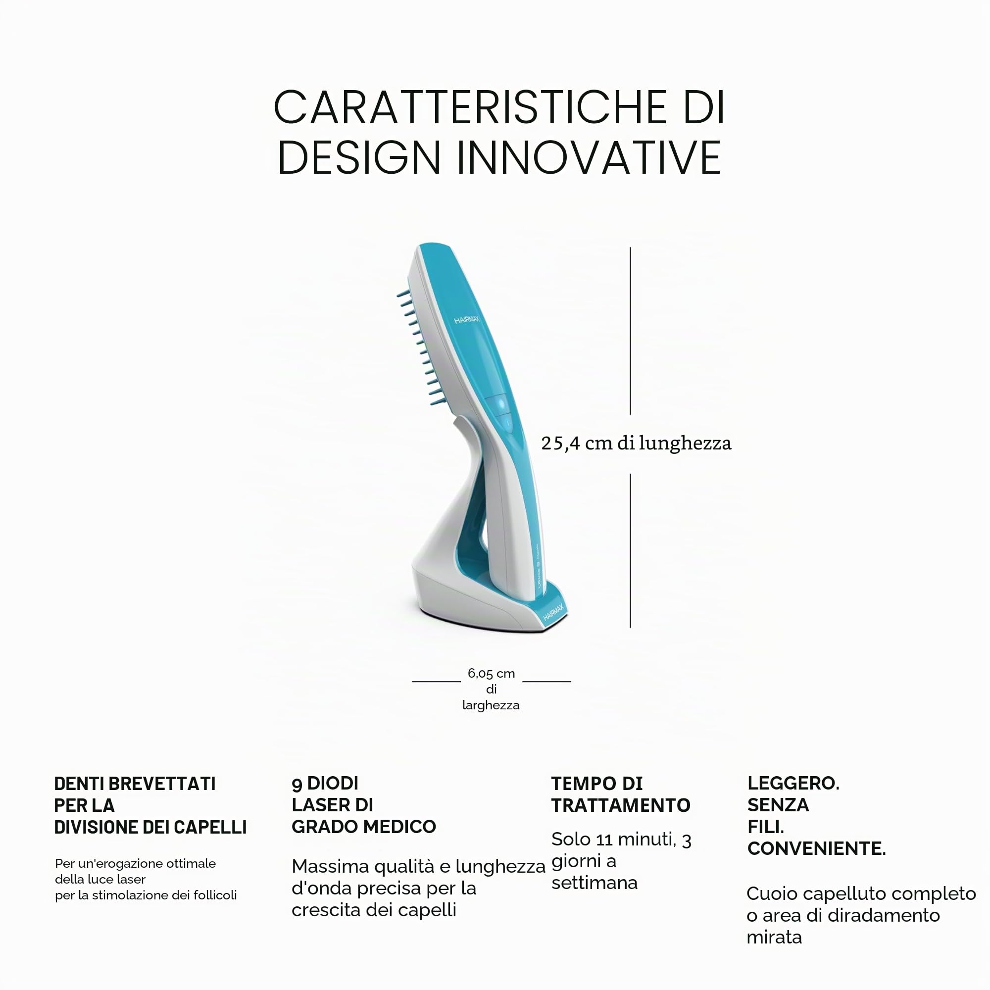 HairMax Ultima 9 LaserComb - Stimola la crescita dei capelli, li rende più spessi, più forti e più lucenti
