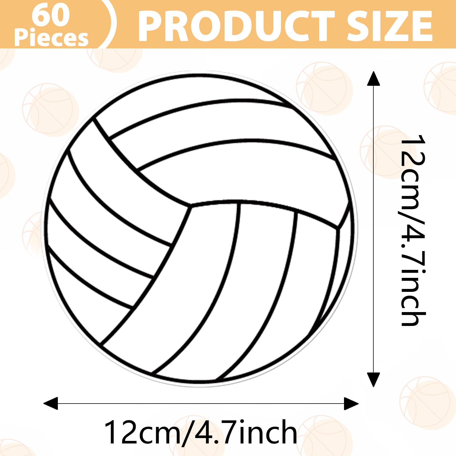 ZOIIWA 60 PCS Volleyball Cutouts DIY Sport Theme Party Decoration for Baby Shower Birthday Party Essentials Volleyball Cuts Paper Sport Classroom Decoration Balls Bulletin Board Decor for School