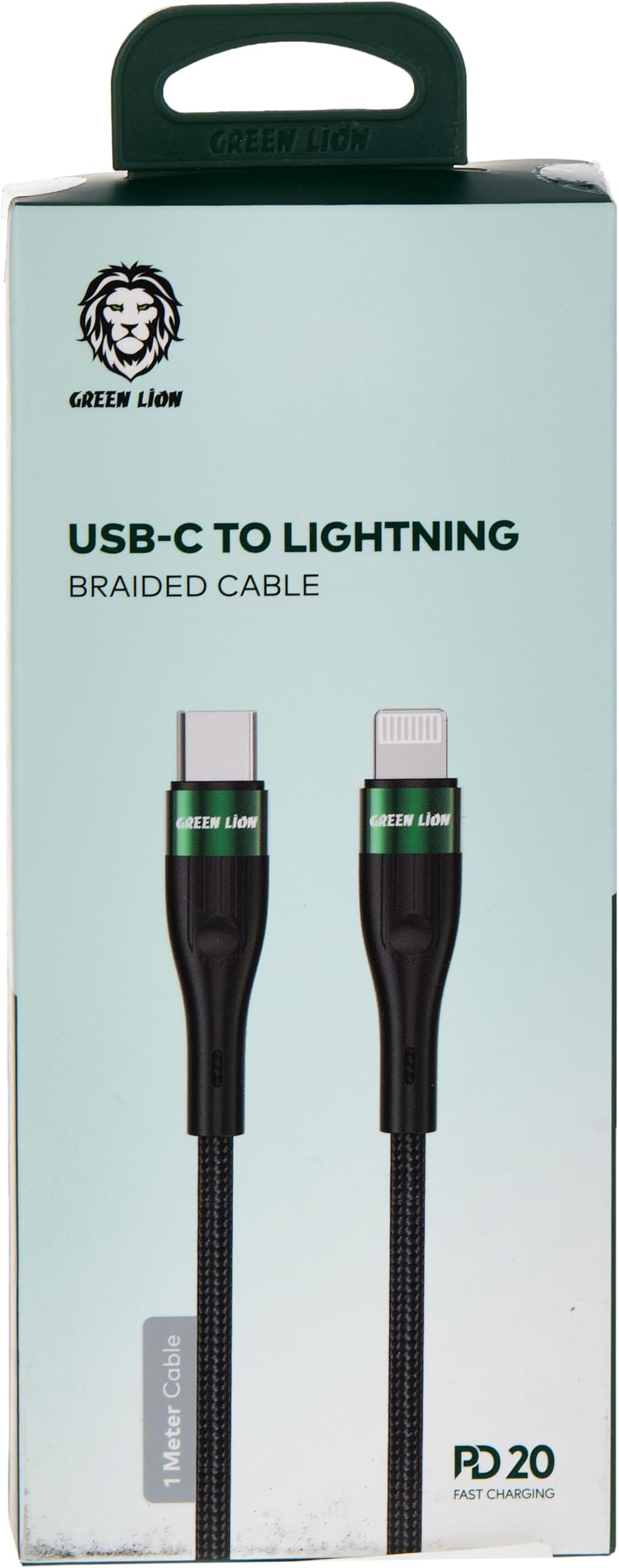Green Lion USB-C to Lightning Braided Cable 1M PD 20W - Black