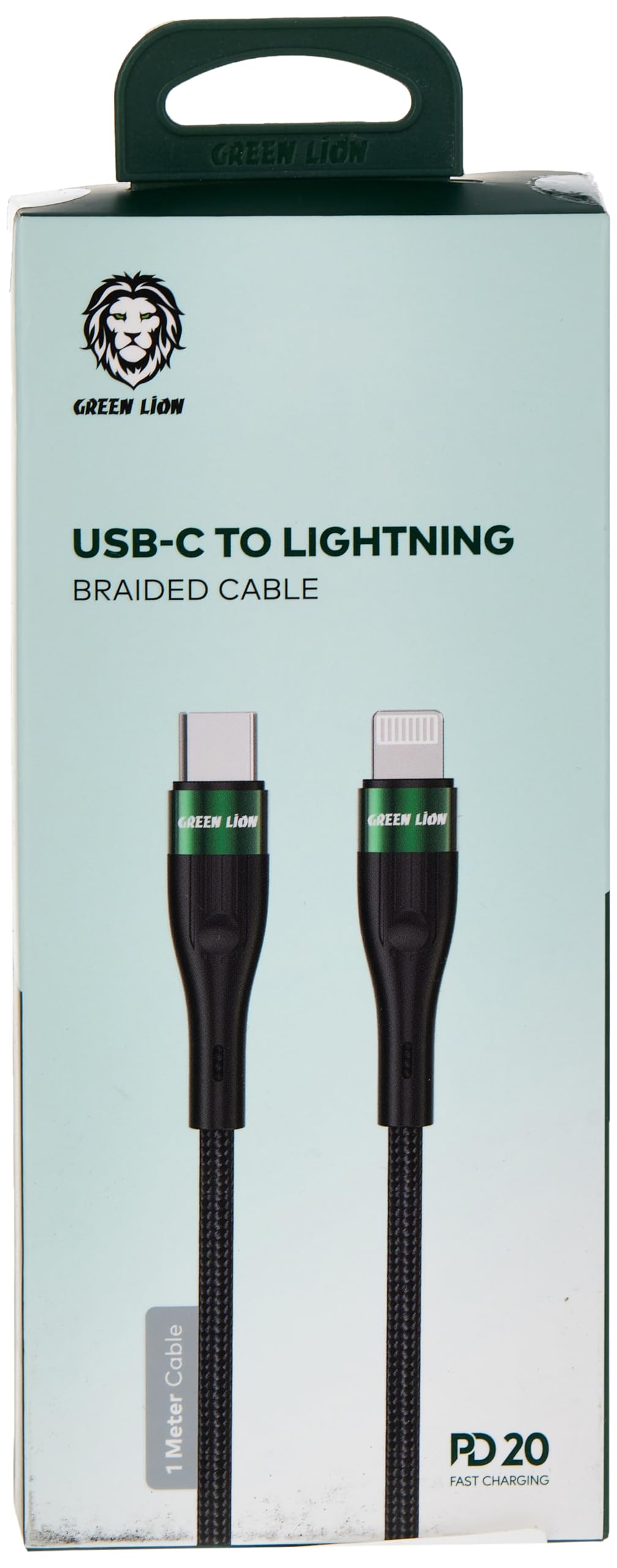 Green Lion USB-C to Lightning Braided Cable 1M PD 20W - Black