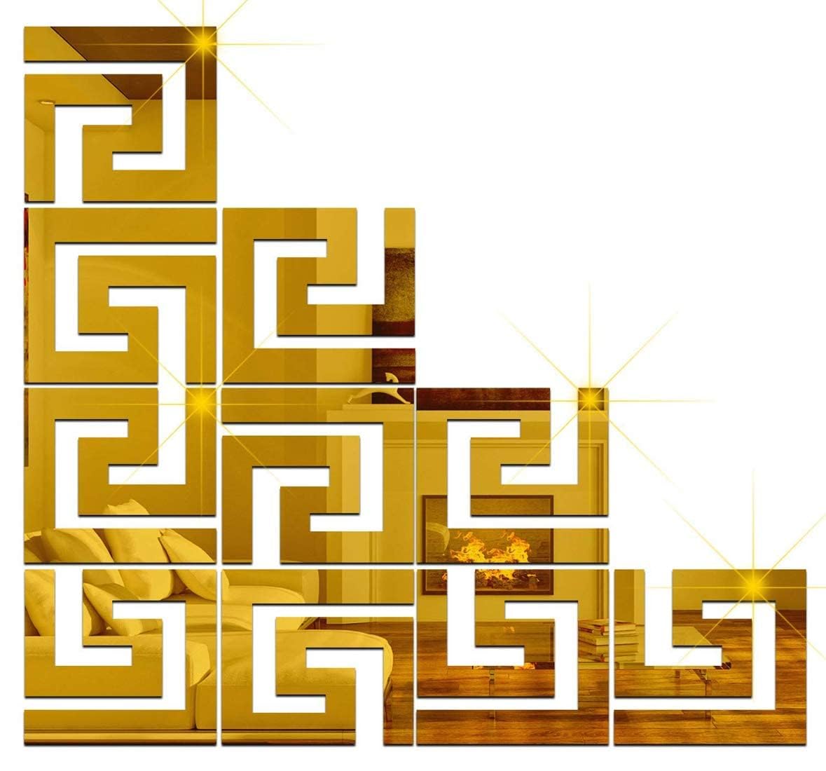 Chote Mote Seller - Geometric Decorative Mirror Stickers for Wall, Wall Mirror Stickers, 3D Acrylic Stickers Wall Stickers for Hall Room, Bed Room, Kitchen Living Room Kids Room. (golden, pack of 25) (B0D635DSDH) Amazon Price History, Amazon Price Tracker