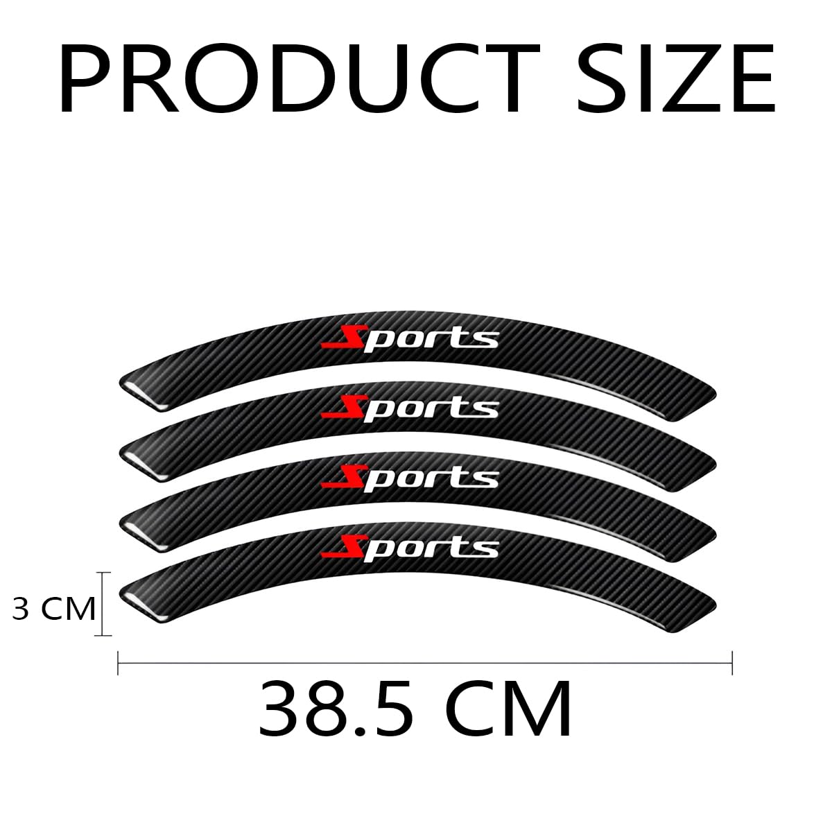 2 Strisce Sopracciglia Ruota Auto - Protezione Anticollisione Universale 41.5cm - Nera Con Nastro Adesivo