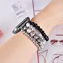 CAGOS Beaded Bracelet Compatible with Fitbit Versa 2 Band/Fitbit Versa Bands Women, Handmade Jewelry Elastic Replacement Bands Pearl Straps for Fitbit Versa 2 Special Edition SmartWatch (Black) gallery image