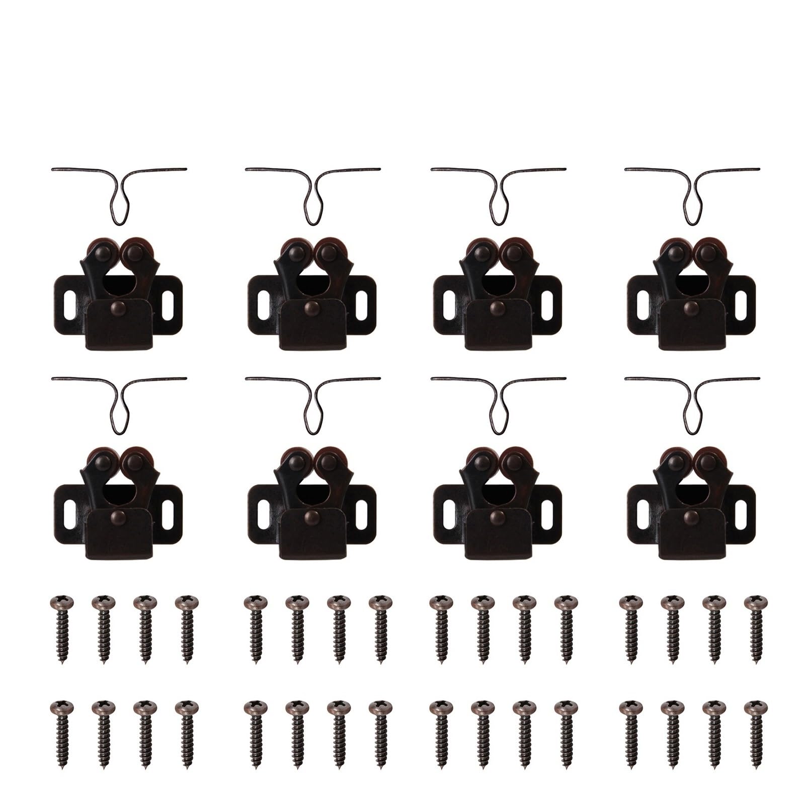 Iklaaqetbxps Antique Copper 8Pcs Antique Copper Double Roller Door Catches, Cabinet Cupboard Latch Stoppers With Striker And Screws(Antique Copper 8Pcs)