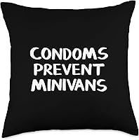 Vista 1 de Condoms Prevent Minivans Almohada de tiro 18x18, multicolor
