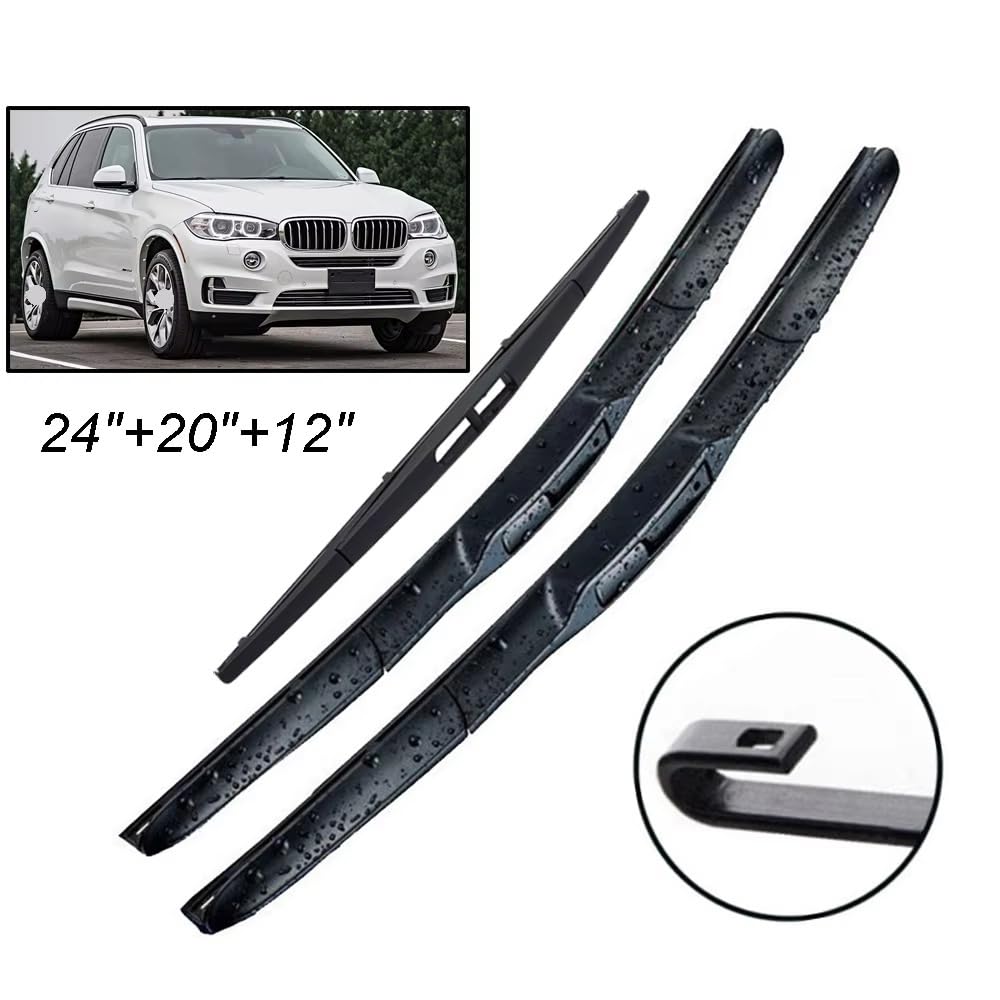 Escobillas limpiaparabrisas delanteras Juego De Escobillas Limpiaparabrisas Delanteras Y Traseras Para X5 F15 (2013-2018) Parabrisas Ventana Coche 24" + 20" + 12"