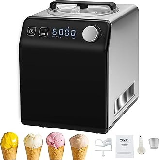 VEVOR Upright Automatic Ice Cream Maker with Built-in Compressor, 2 Quart No Pre-freezing Fruit Yogurt Machine, Stainless Steel Electric Sorbet Maker, 4 Modes Gelato Maker with Digital Display & Timer