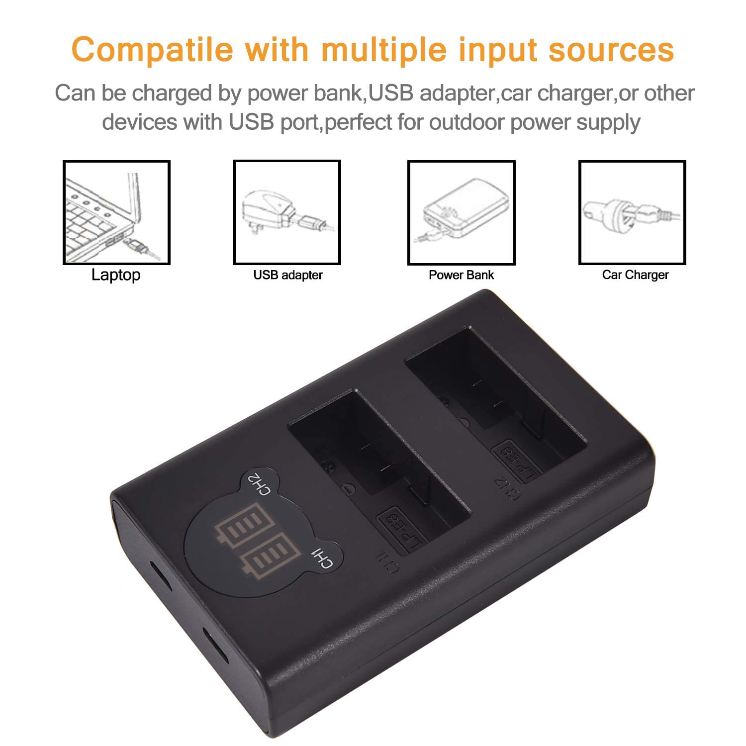 DSTE LP-E8 Batterie (Paquet de 2) et Chargeur Compatible avec Canon EOS 550D 600D 650D 700D