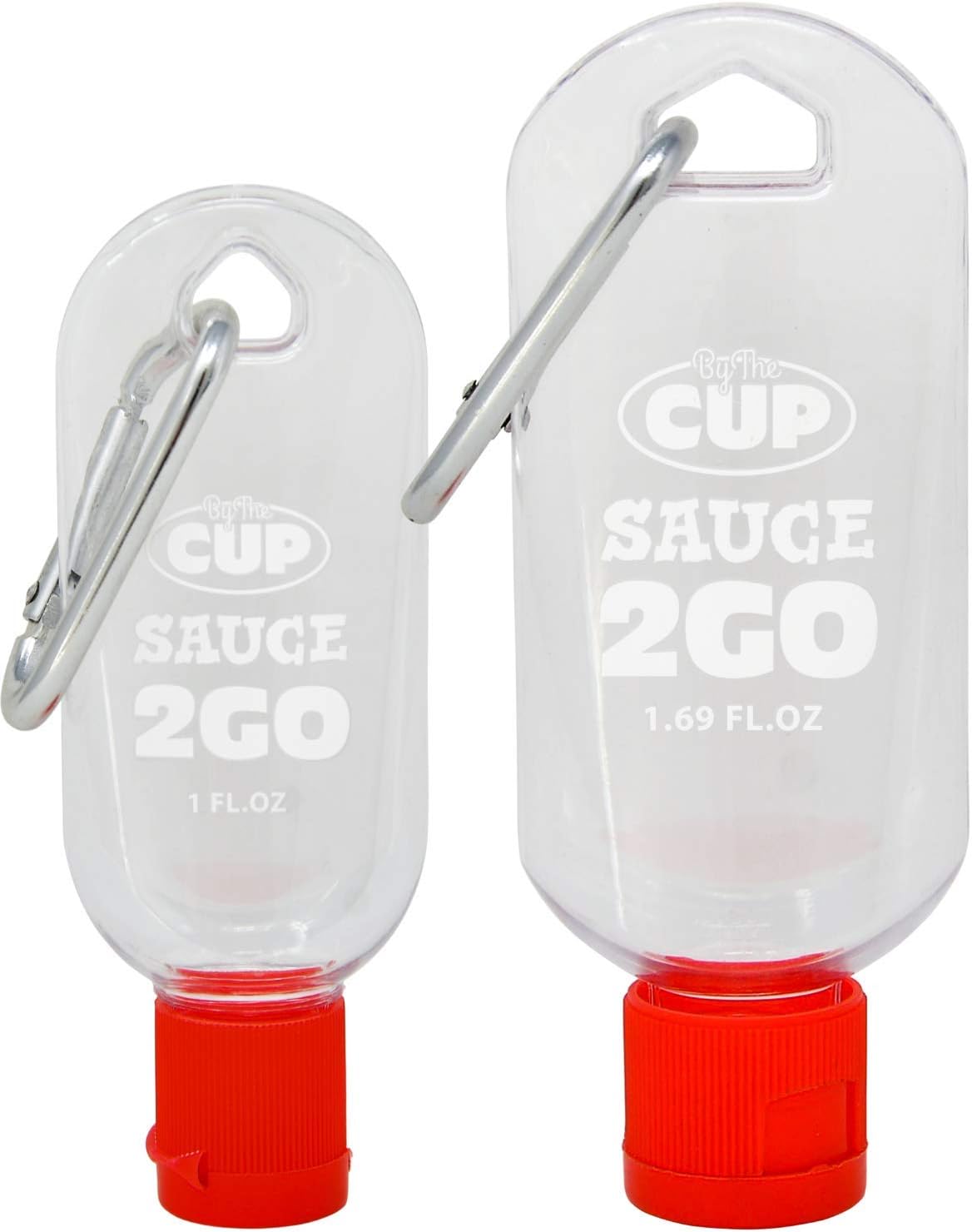 By The Cup Sauce 2 Go Keychains 1.69 Fluid Ounce and 1 Fluid Ounce Empty Mini Sauce Bottles (Sauce Not Included)