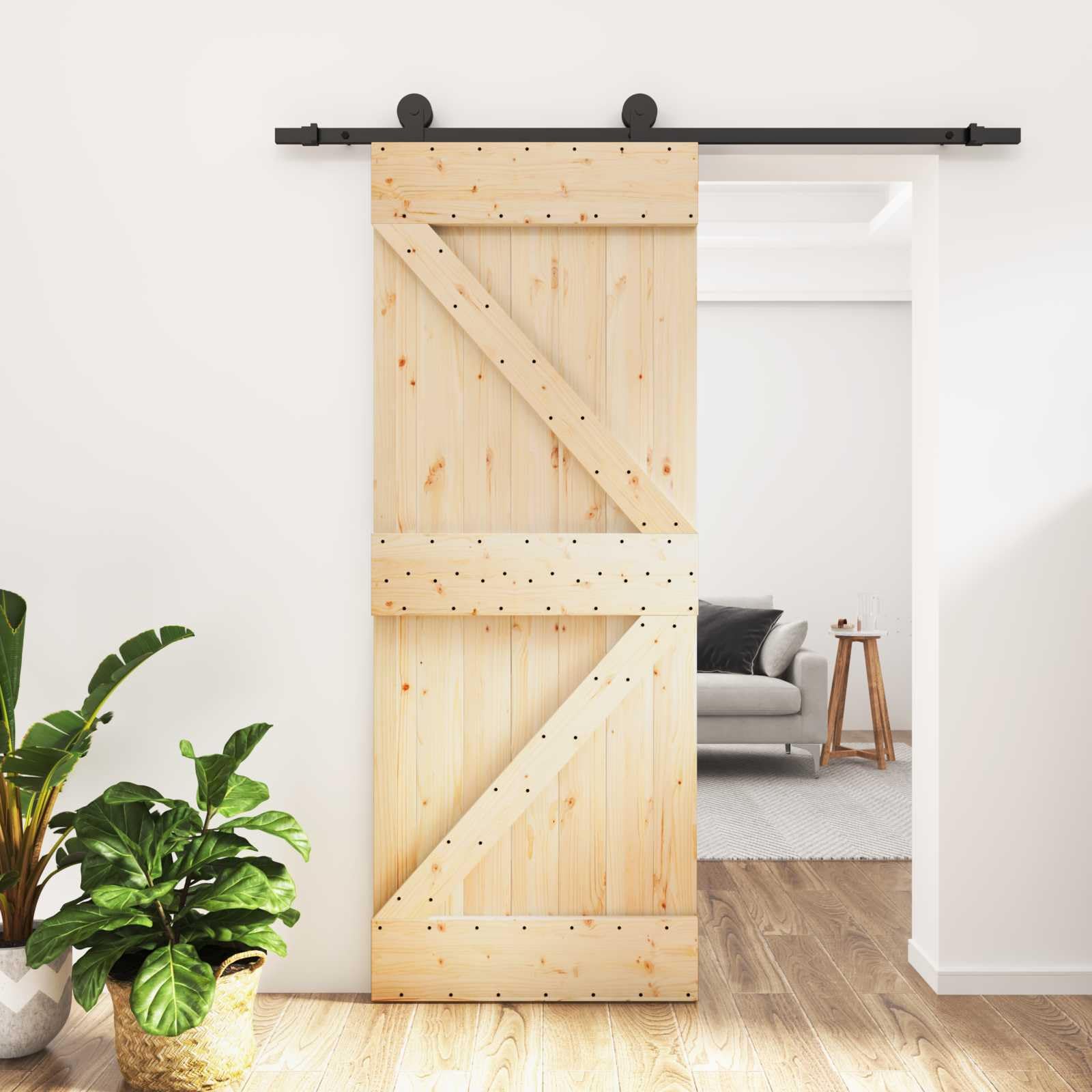 vidaXL Porta scorrevole 70 x 210 cm Naturale e Nero