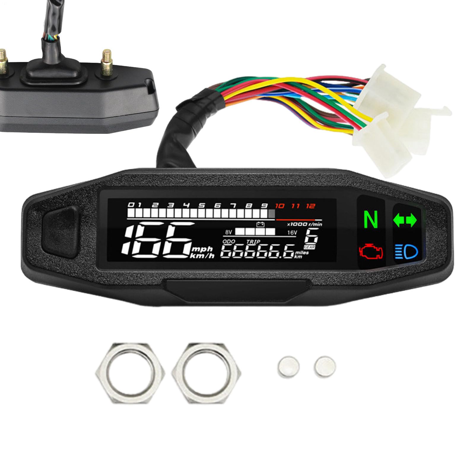 Compteur de vitesse numérique pour moto - écran LCD, compteur de tours | électronique | outil multifonction compact, indicateur de marche résistant avec design moderne pour une utilisation moto