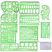 QincLing 11 Pieces Geometric Drawings Templates Stencils Plastic Measuring Template Rulers Clear Green Shape Template for Drawing Engineering Drafting Building School Office Supplies