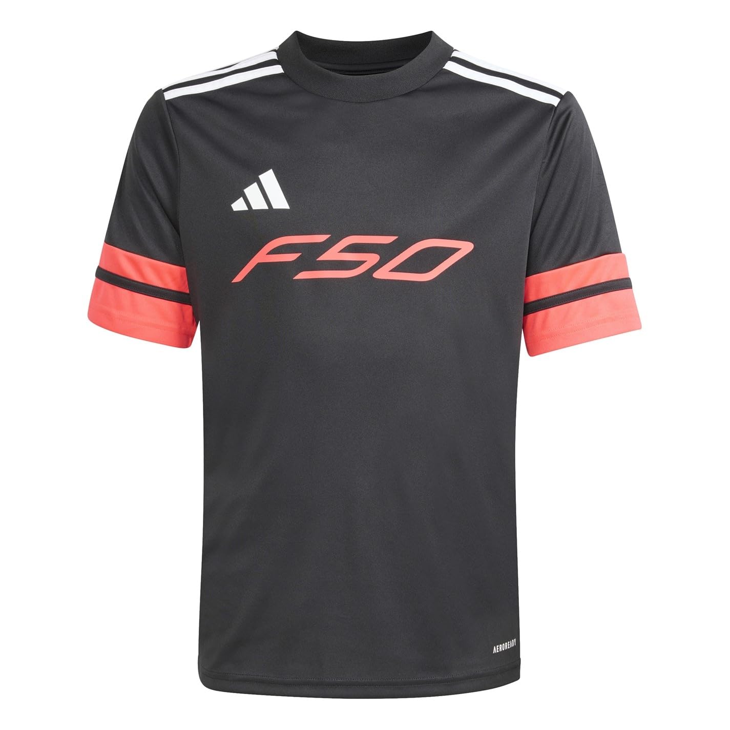 adidas Unisex Kids F50 Jersey Short Sleeve Kids, Black/Lucid red/White, 5-6 Years