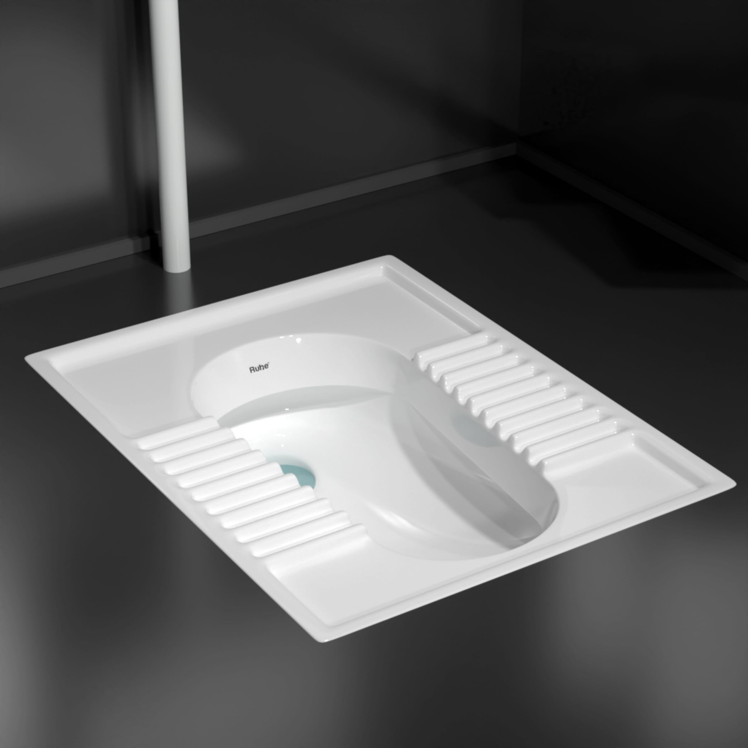 Ruhe® Orrisa Pan Indian Toilet | Premium Ceramic Squat Pan | Durable, Crack-Resistant Toilet Seat | Water-Efficient Flush, Slip-Resistant Footrest, Easy to Clean Eastern Toilet | 21 x 16.5 x 11 Inches-image-20
