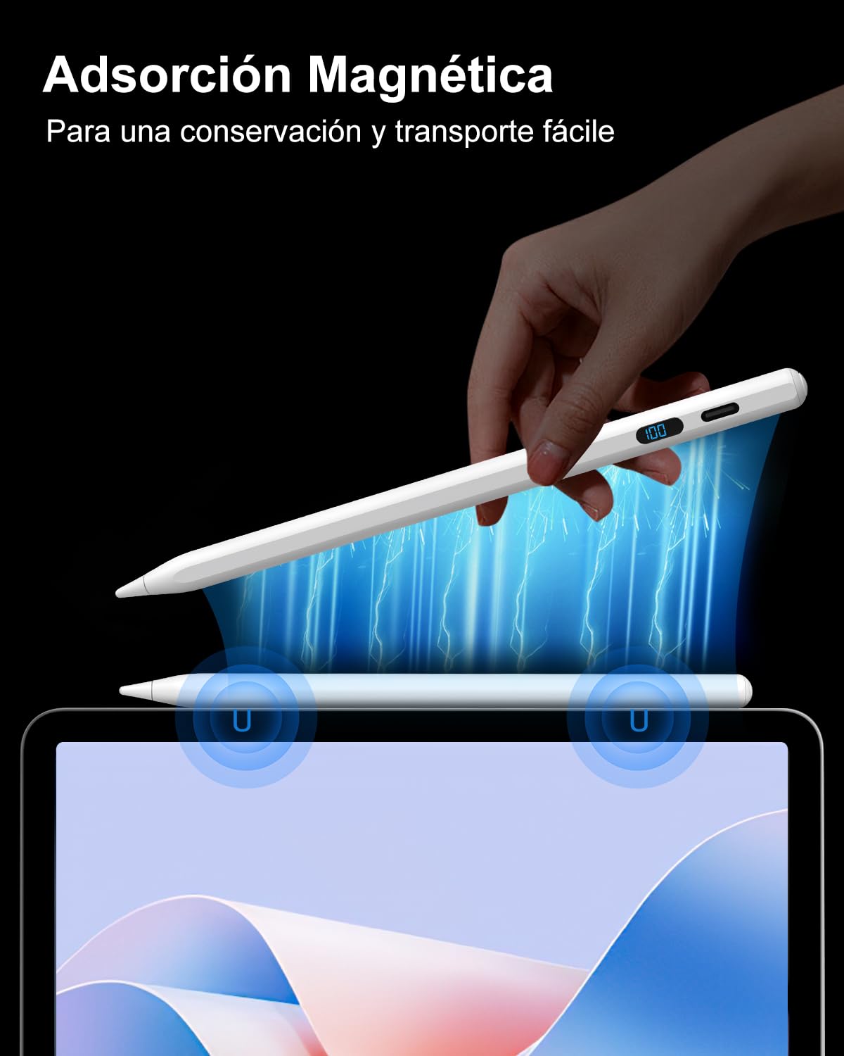 MEKO Lápiz iPad con Pantalla LED de Nivel de Batería, Lápiz Universal para iPad y Samsung/Huawei/Lenovo/Xiaomi, Lápiz Táctil Magnético para iPhone, Android y Dispositivos con Sistema Harmony OS