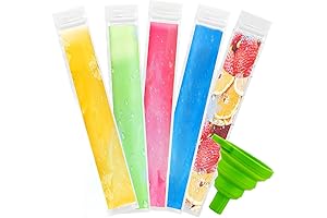 60PCS Reusable Popsicle Plastic Tubes and Funnel with Zip-Lock for DIY Healthy Snacks