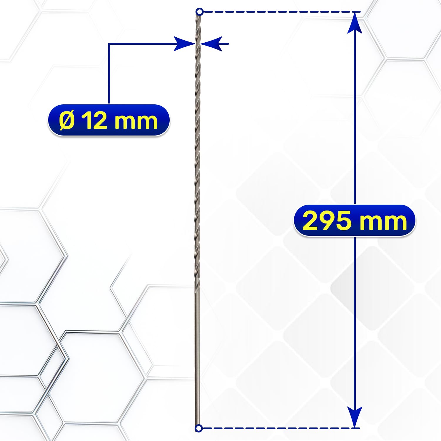 HSS Foret Metal Long Ø 12mm 295mm Fabriqué en Acier Allié Trempé M2 - Meche Metal Utilisé pour Fer l’Acier Métaux Non Ferreux - MONTERAL