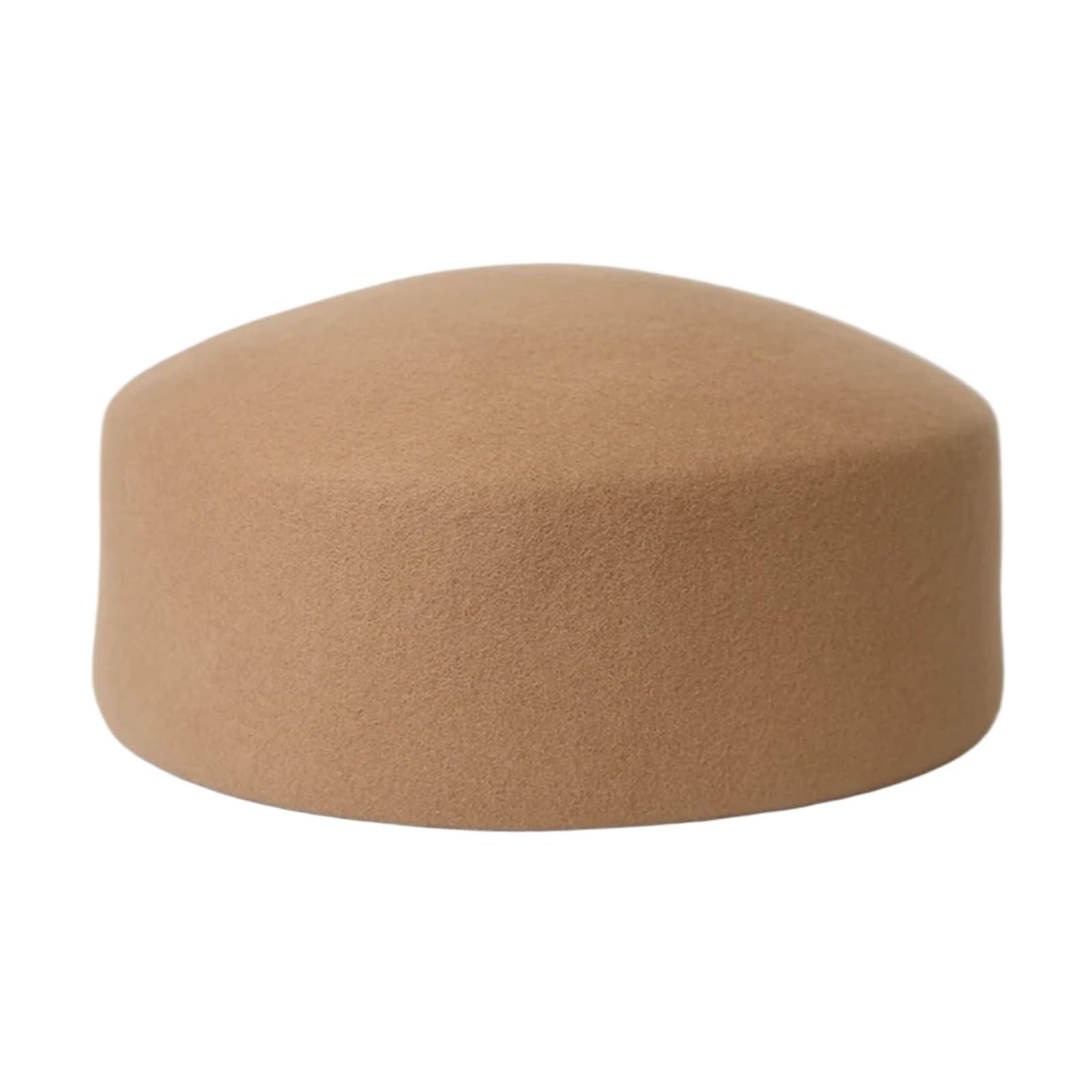 HUDFVIOI Beret Autumn Winter 100% Wool Felt Blocked Beret Women Bread Pumpkin Berets Men Ladies Painter Pillbox Hat for Woman(Camel B)