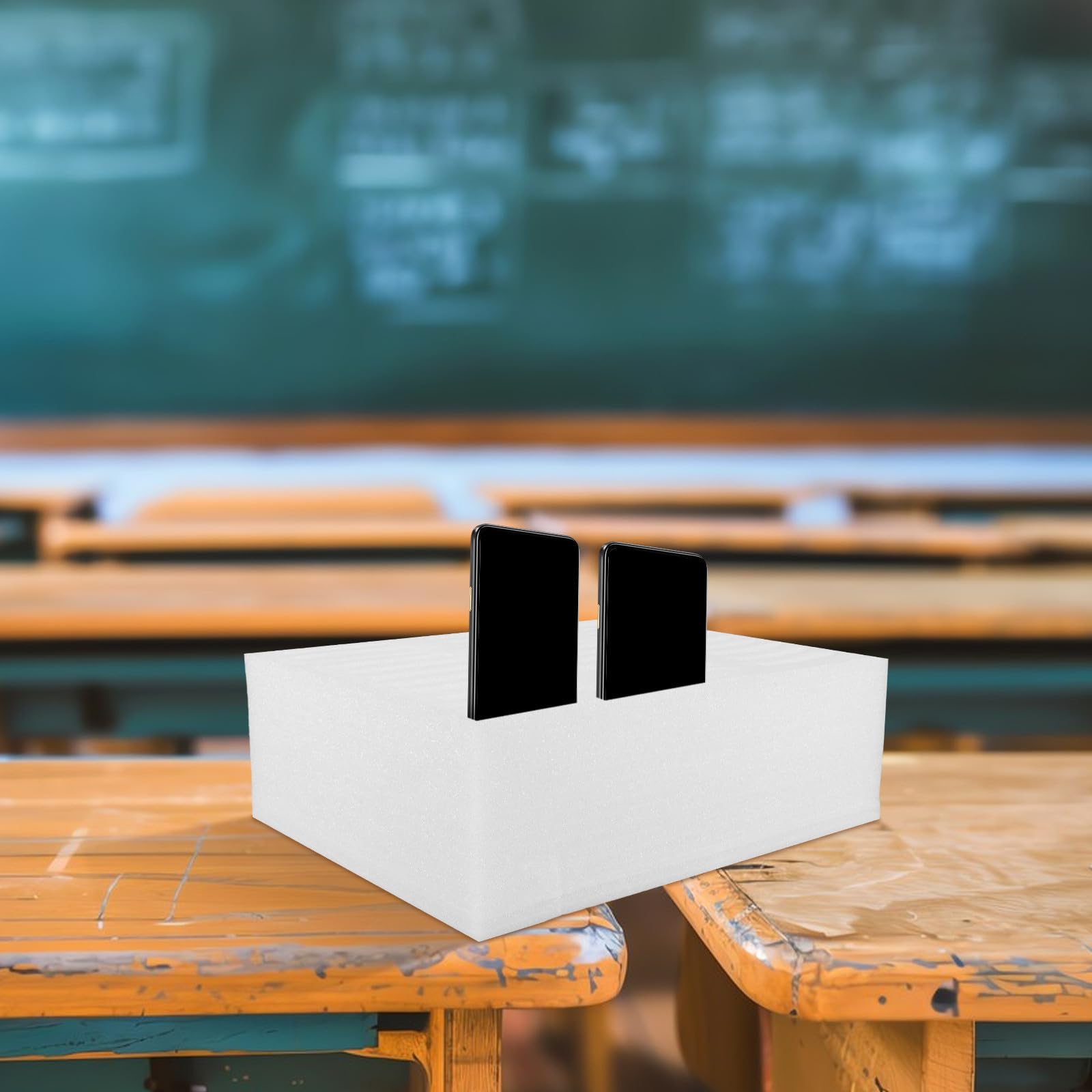 Scatola Imbottitura Scomparti Porta Cellulare Bianca in Schiuma Facile da Usare e Struttura Multigriglia per Uffici e Aule Scolastiche