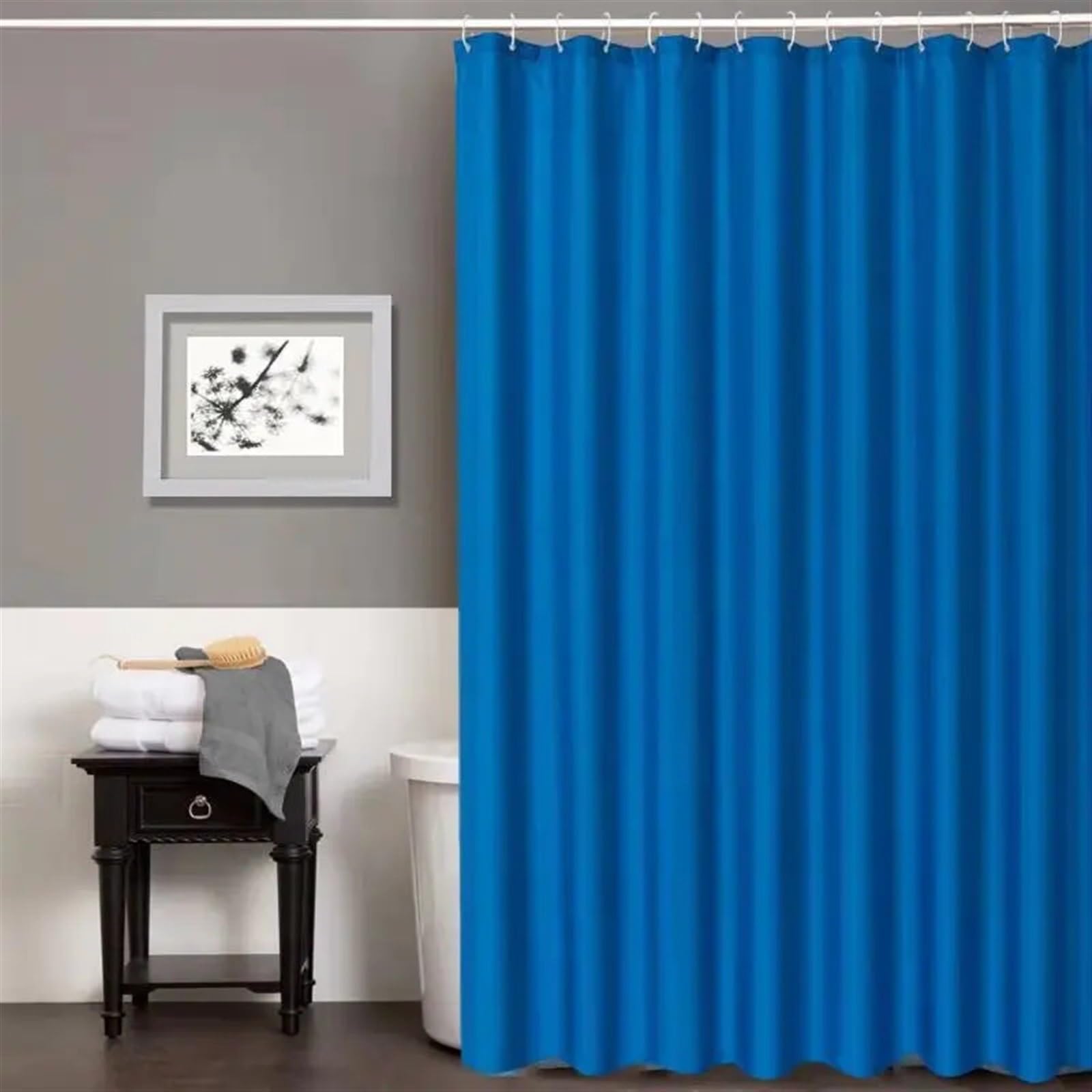 Tenda Vasca Da Bagno Tende da doccia Tenda bagno in tessuto spesso impermeabile in poliestere con ganci Vasca grande e ampia copertura moderna blu(180x200cm WxH)