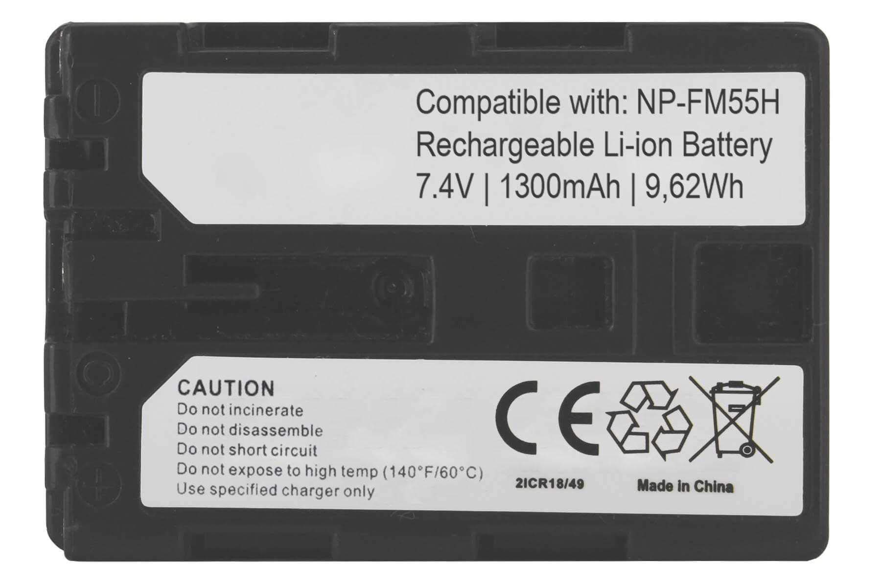 2X Batteries NP-FM50, FM55H Compatible avec Sony DSLR-A100 (Alpha 100), HDR-HC1E, UX1E, SR1E
