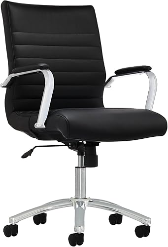 Realspace® Modern Comfort Series Winsley Bonded Leather Mid-Back Chair, Black