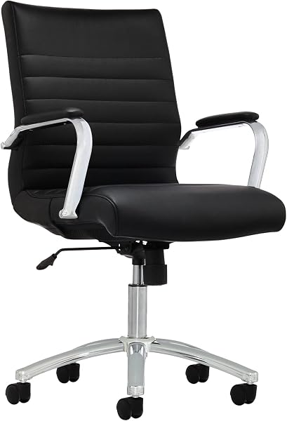 Realspace® Modern Comfort Series Winsley Bonded Leather Mid-Back Chair, Black