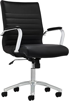 Realspace Modern Comfort Series Winsley Bonded Leather Mid-Back Chair, Black