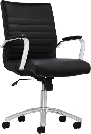 Realspace® Modern Comfort Series Winsley Bonded Leather Mid-Back Chair, Black