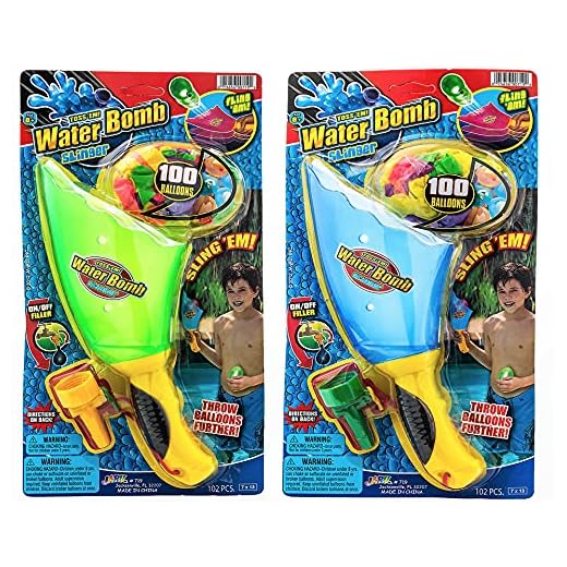 JA-RU Water Balloon Launcher, (2 Packs Assorted) Water Balloon Slingshot, 30 Colorful Water Balloons Slinger & Rapid Water Injection Tool for Kids and Adults Water Bomb Sling Shot Set. 719-2