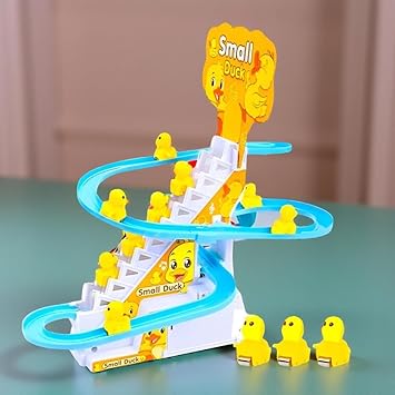PlayShala 3 Ducks Toys for Kids | Ducks Chasing Race Slide Game Set | Small Ducks Stair Climbing Toys for Kids, Escalator Toy with Lights and Music 3 Duck Slide Included