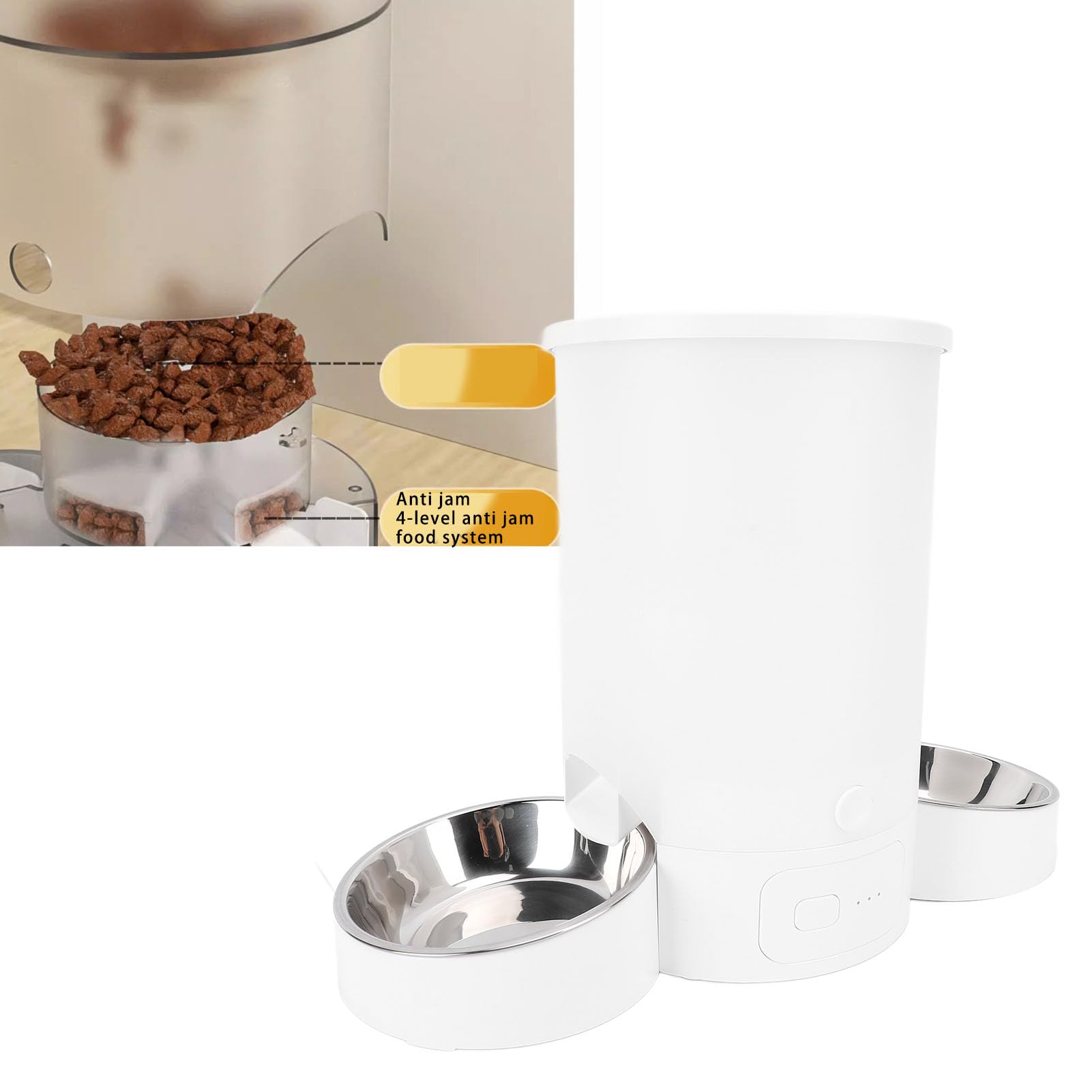 Ejoyous Comedero Automático WiFi para Mascotas, 3 litros, 2 Tazones, Control por Aplicación, Dispensador de Alimentos para Perros y Gatos