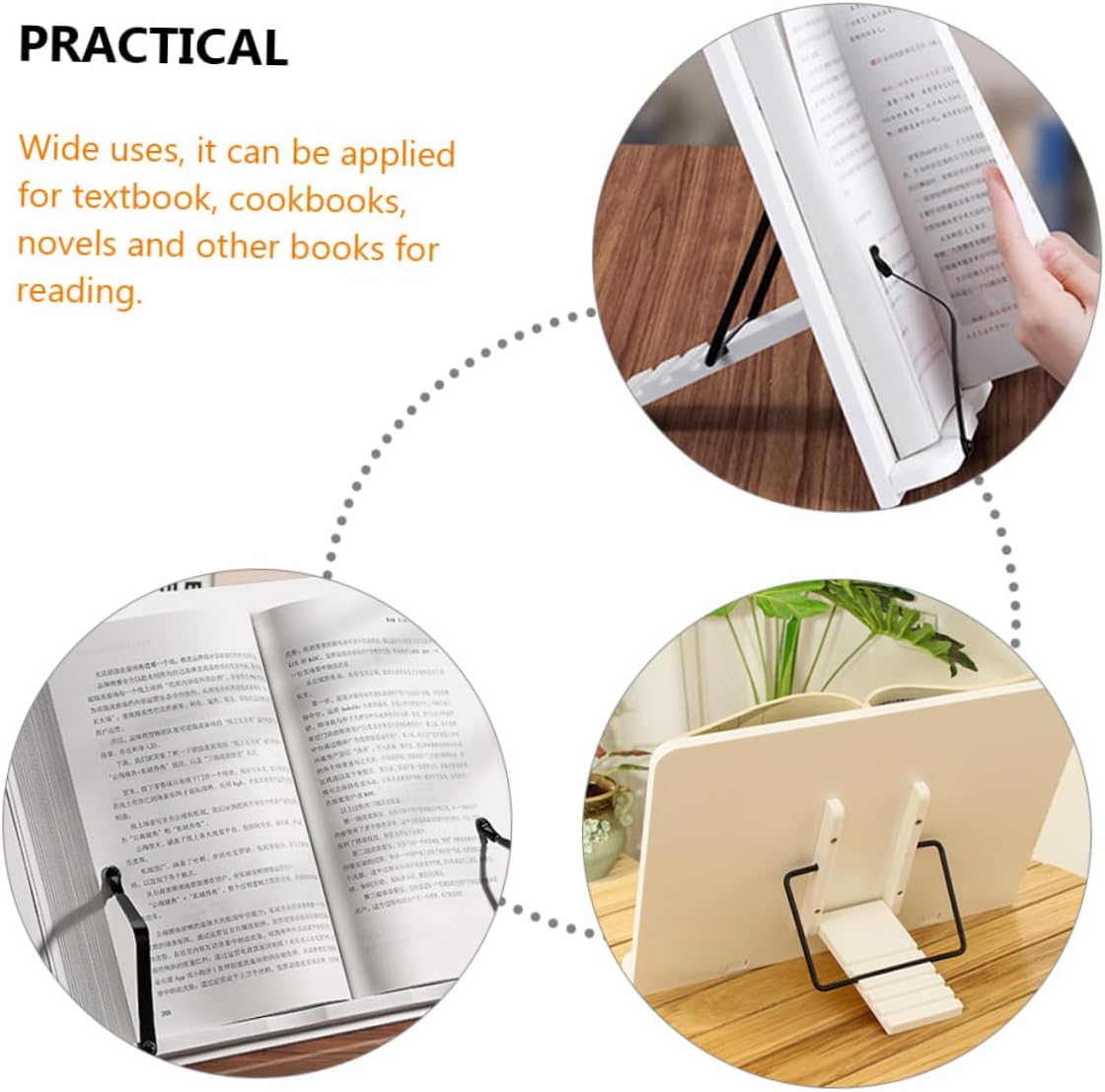 Adjustable Wooden Book Stand for Display Holder for Cookbooks Textbooks Music Stand
