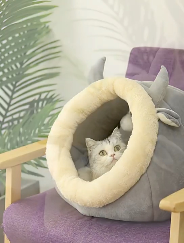 LIEMUAO Kuschelhöhle Für Katzen – Weiches Katzenbett Mit Abnehmbarem Kissen, 45x45cm