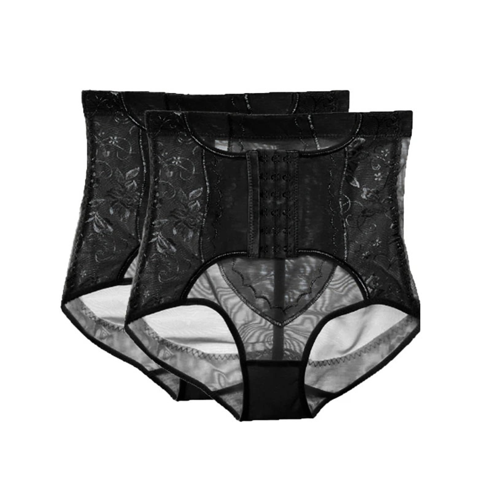 Mujer Bodies Moldeadores 2 uds Bragas levantadoras de glúteos for Mujer Cintura Alta Control de Barriga Moldeador de Cuerpo Cintura Cincher Panty Faja Ropa Interior Moldeadora(Black (2pcs),M)