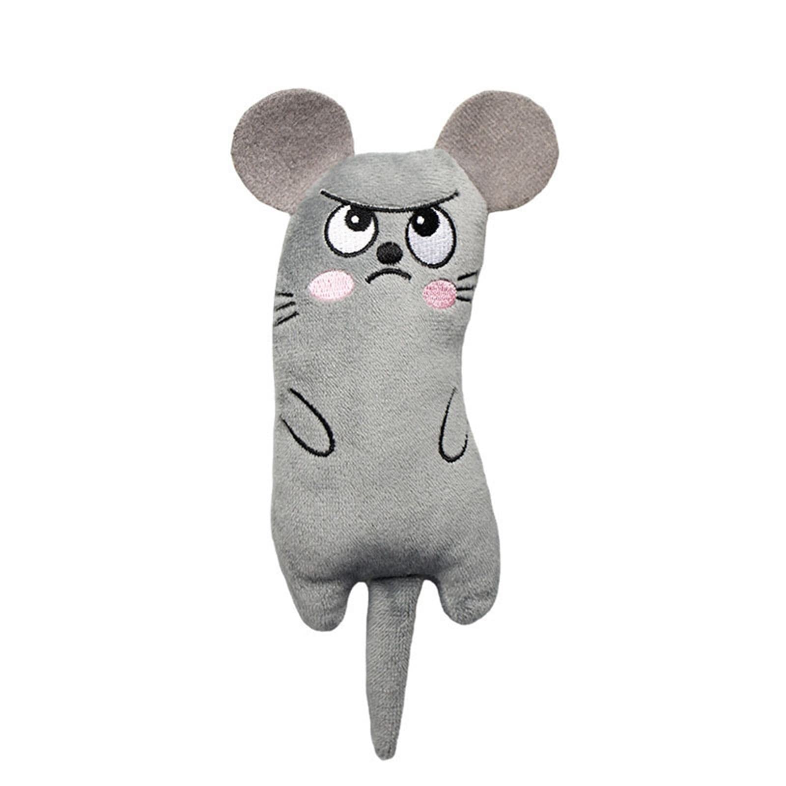 SHODHICat toys Cute Cat Toys Funny Interactive Plush Cat Toy Mini Teeth Grinding Catnip Toys Kitten Chewing Squeaky Toy Pets Accessories (Color : 02 gray)