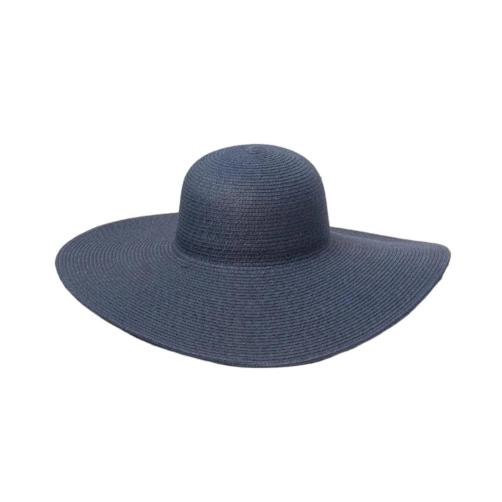 EYRMQWJPC Wide Brim Sun Hat, Women's Straw Sun Hat Wide Brim 11-14cm Protection Multicolor Beach Travel Summer(Navy Blue,Brim 14cm)