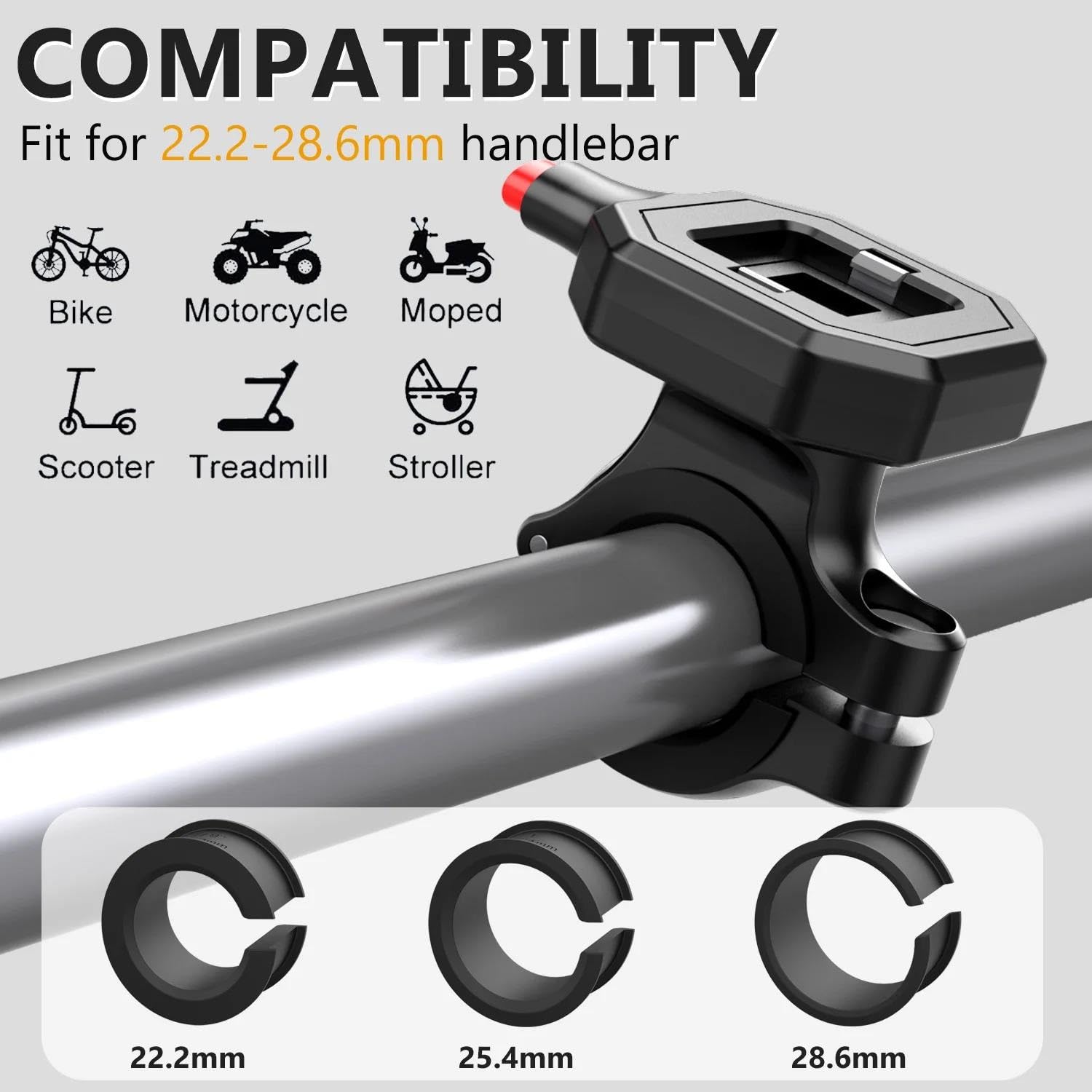 Soporte Móvil Moto Bici Impermeable Cierre Rápido Scooter Manillar para 4,7-7 Pulgadas