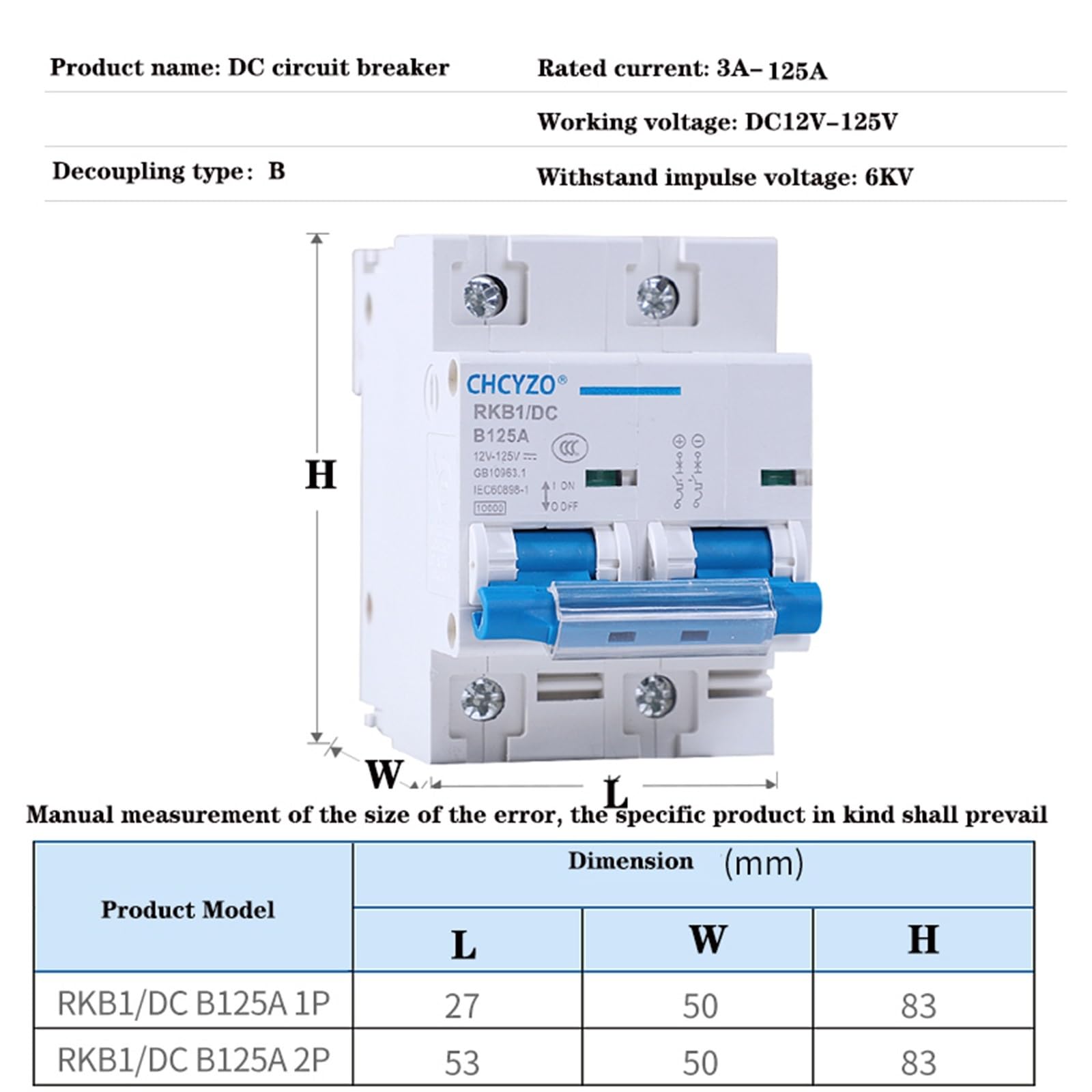 DC Schalter 1P 2P 12V 24V 36V 48V 96V 120V DC Automatischer Schalter Solar Leistungsschalter Mini 80/100A 150A 200A 250A Trennschalter (2P DC120V,25A)