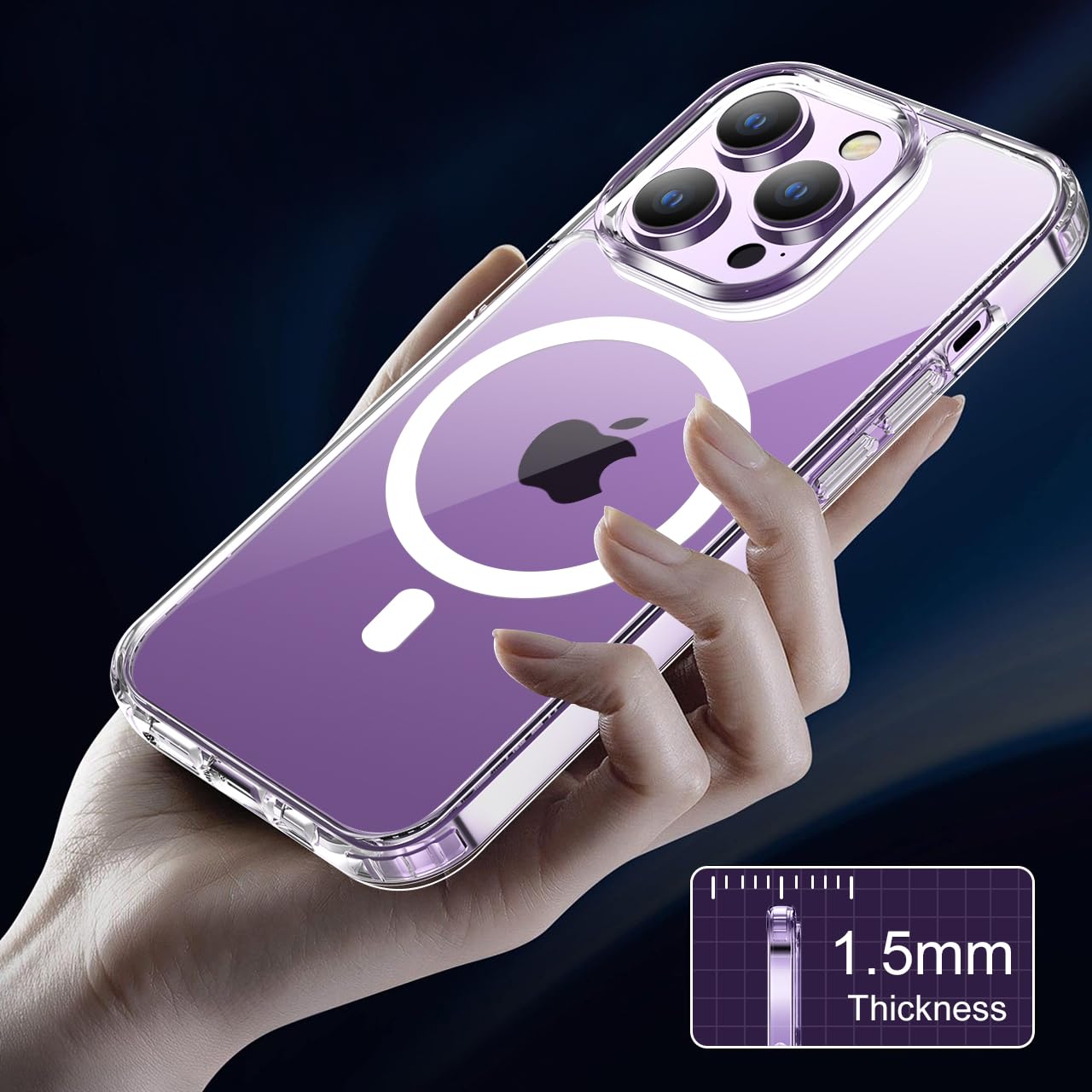 tigratigro Cover Magnetica per iPhone 14 Pro, Compatibile con MagSafe Ricarica Wireless, Anti Ingiallimento, Antiurto di Grado Militare, Custodia magnetica, Retro Antigraffio Trasparente