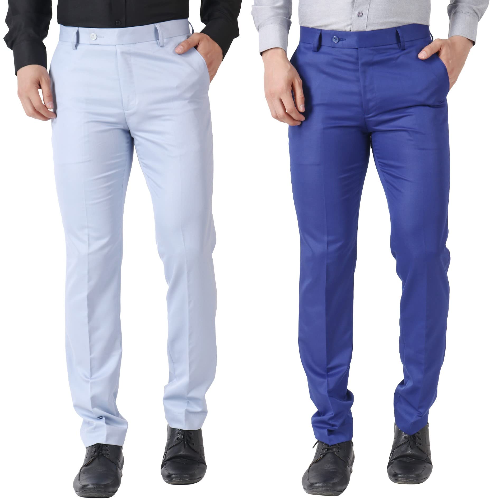 MALENO Men Combo of Slub Effect Formal Trouser