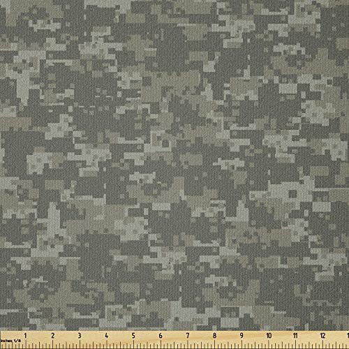 Image of Ambesonne Camouflage Fabric by The Yard, Monochrome Attire Pattern Concealing Hiding in The Woods Themed Print, Stretch Knit Fabric for Clothing Sewing and Arts Crafts, 2 Yards, Army Green Sage Green