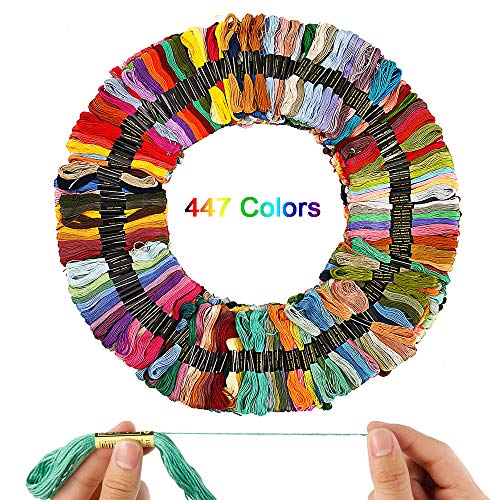 Image of 447 Color Skeins Rainbow Color Embroidery Floss, Rainbow Thread for Embroidery, Cross Stitch Thread, Friendship Bracelet String