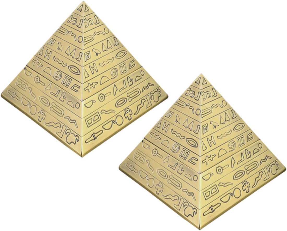 Hemobllo 2pcs Vintage Egyptian Pyramid Ashtray with Lid Small Metal Windproof Ashtray for Indoor Outdoor Use Decorative Patio Tabletop for Home and Office